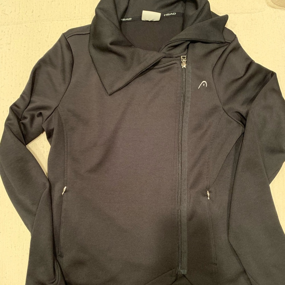 Black Head activewear sweater with finger openings elegant medium M
